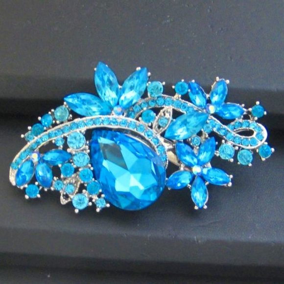 Fashion Jewelry Jewelry - Fashion Jewelry Brooch Teal rhinestones